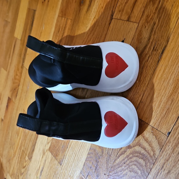 LOVE MOSCHINO hi top slip in neoprene/fabric sneakers worn once size 37 - Picture 2 of 4